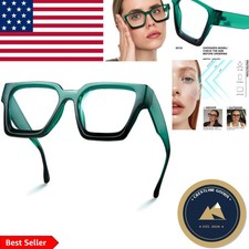 Oversized Stylish Rectangle Glasses for Men Women - Blue Light Blocking