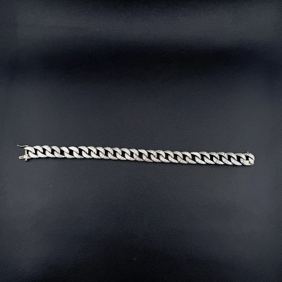 Brazalete de eslabones cubanos Miami de diamantes reales de 1 quilate de oro de 14 quilates sobre plata 925 de 12 mm - 8,5 pulgadas Foto 2 de 3