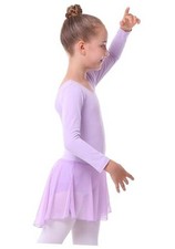 Girls Long Sleeve Ballet Leotards Skirt 4-6 Years Z5 purple - Long Sleeve