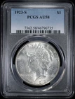 1923-S $1 Peace Silver Dollar PCGS AU 58