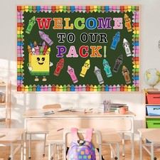 72 Pcs Crayon Bulletin Board Decorations for Classroom,Welcome to Our Pack Cr...