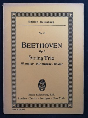 Op. 3 String Trio for Violin, Viola and Violoncello E flat major Eulenburg Studi