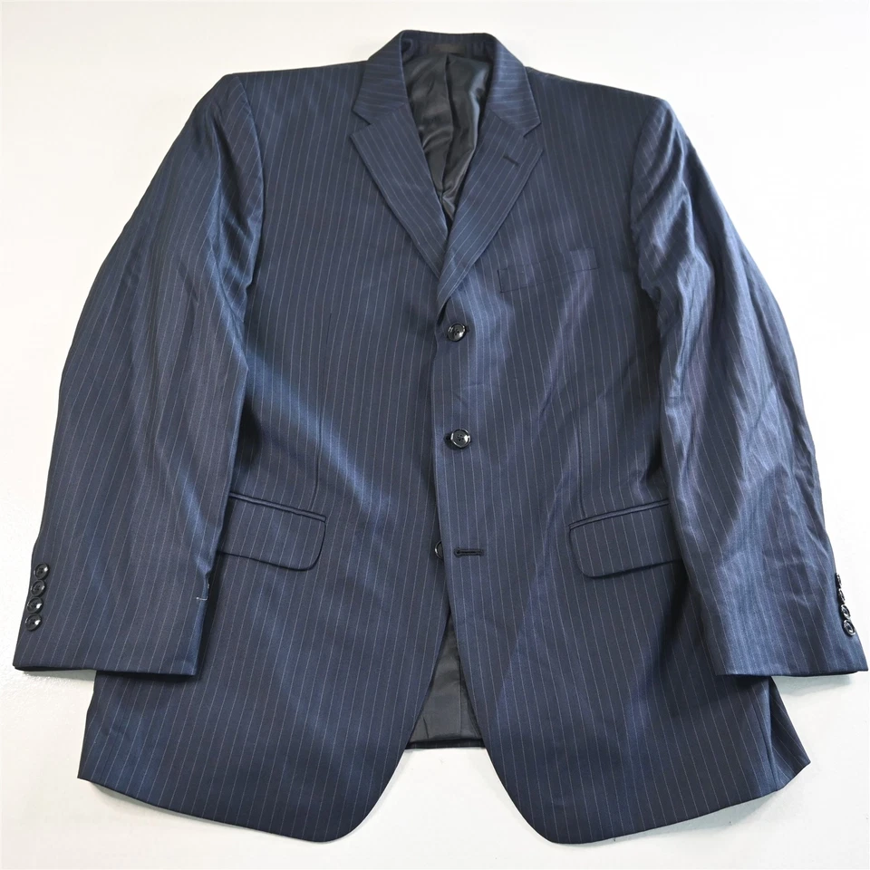 Jones New York 44R 36x32 Azul Marino Rayas Lana Hombres Chaqueta Pantalones Traje Foto 2 de 4