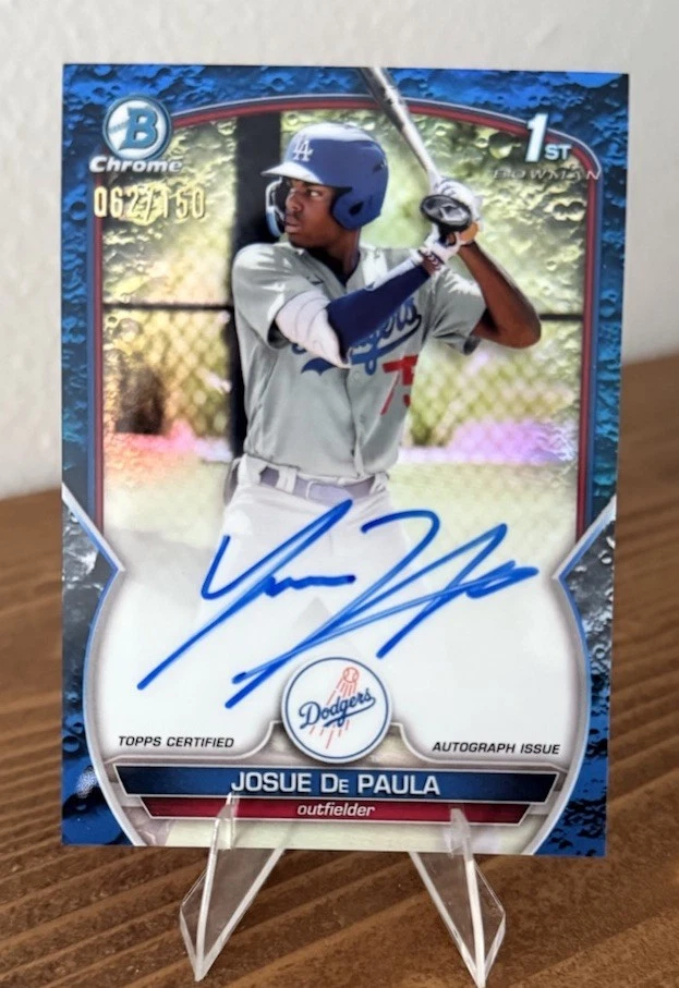 2023 Bowman Chrome 1st Josue De Paula Blue Lunar Crater Refractor Auto #62/150