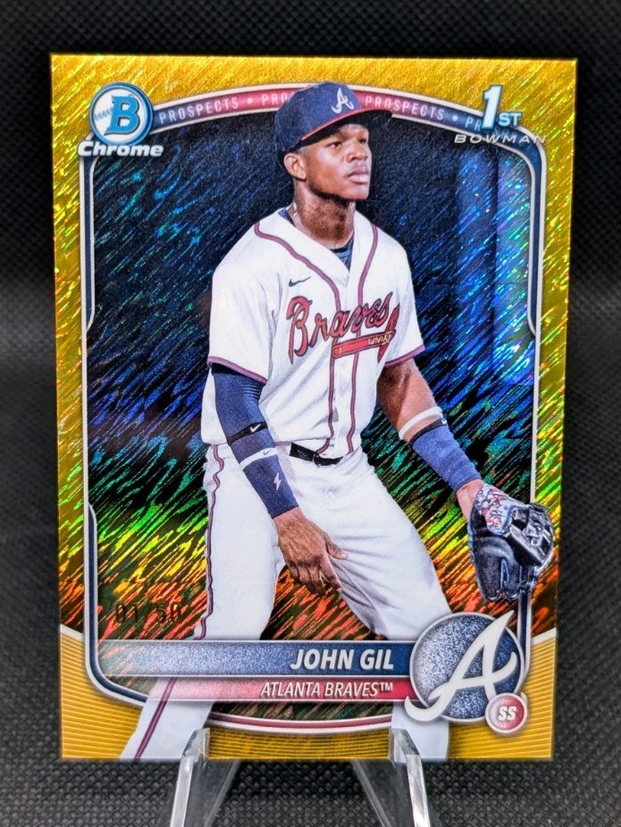 2025 Bowman Chrome John Gil Gold Shimmer /50 - 1st Bowman Braves