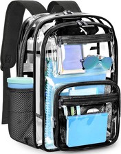 Large 31L Clear Backpack - Heavy-Duty Transparent Bag with Reinforced Straps for