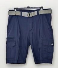 WearFirst Cargo Shorts With Belt Men's Size 34 Navy Blue Stretch Outdoor Casual