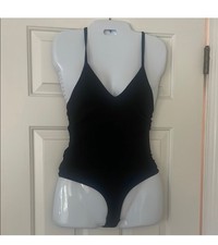 Bodycon Crisscross Back Strappy Black Bodysuit Size Small
