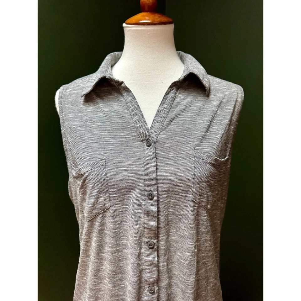 Y2K выцветший славы без рукавов рубашка с воротником верхний женский размер XL - Изображение 3 из 4