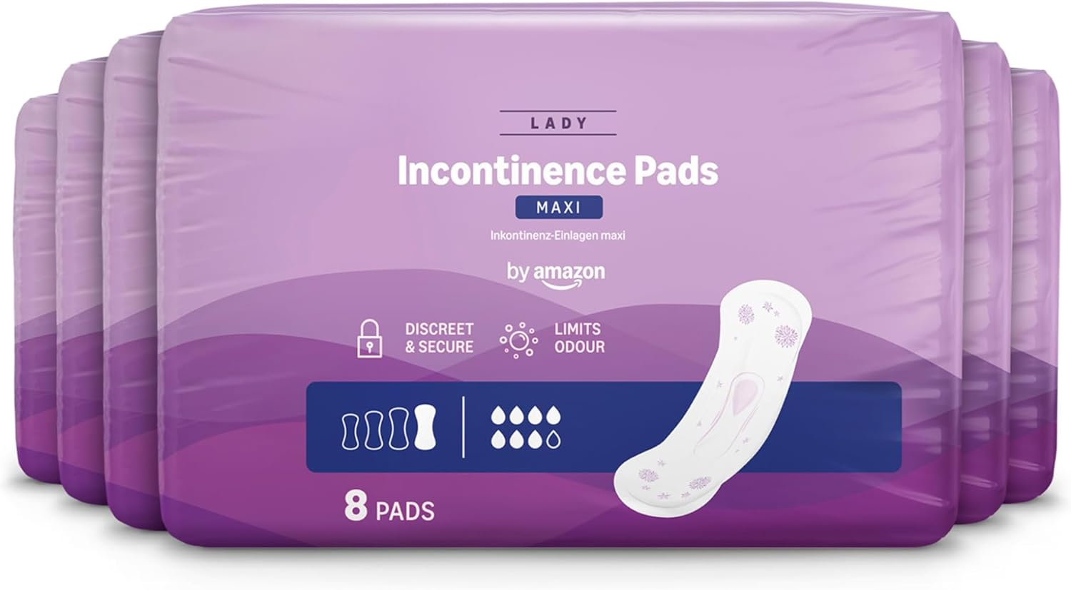 Maxi Incontinence Adult Pads| 48 Incontinence Pads (6 Packs of 8 Pads)| Individu