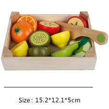 Wooden Montessori Kitchen Toy Set - Cutting Fruit Vegetable Kids Gift