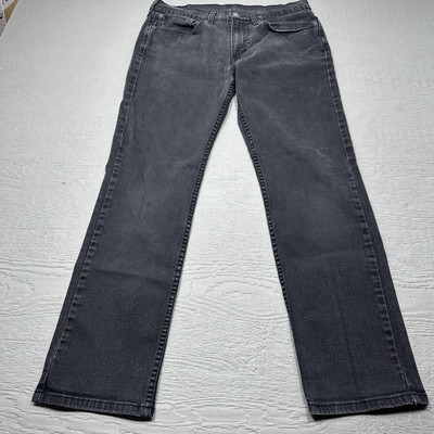 Levis 514 Jeans Mens 34X31 Medium Wash Black  Straight Casual Denim Cotton EUC