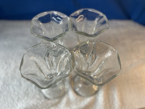 4 Libbey Footed Ice cream Sundae Glasses Soda Shop Parfait Cups Panels Flared