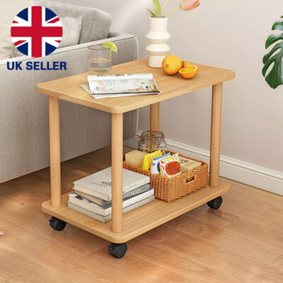 2 Tier Square Coffee Table Small Centre Table Side Table with Moving ...