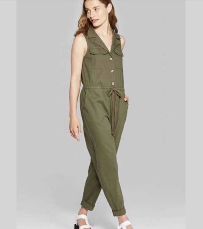 Olive green pants romper top
