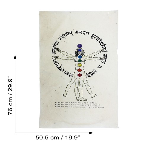 Poster Religiöse Motivposter handprinted Lokta-Papier Chakras - Picture 2 of 2
