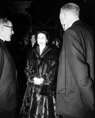 Queen Elizabeth II arrival School Hall Eton College to attend - 1959 Old Photo
