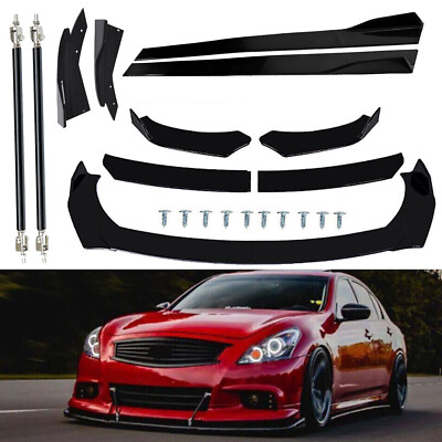 For INFINITI G35 G37 Front Bumper Lip Spoiler Splitter Side Skirt Glossy Black