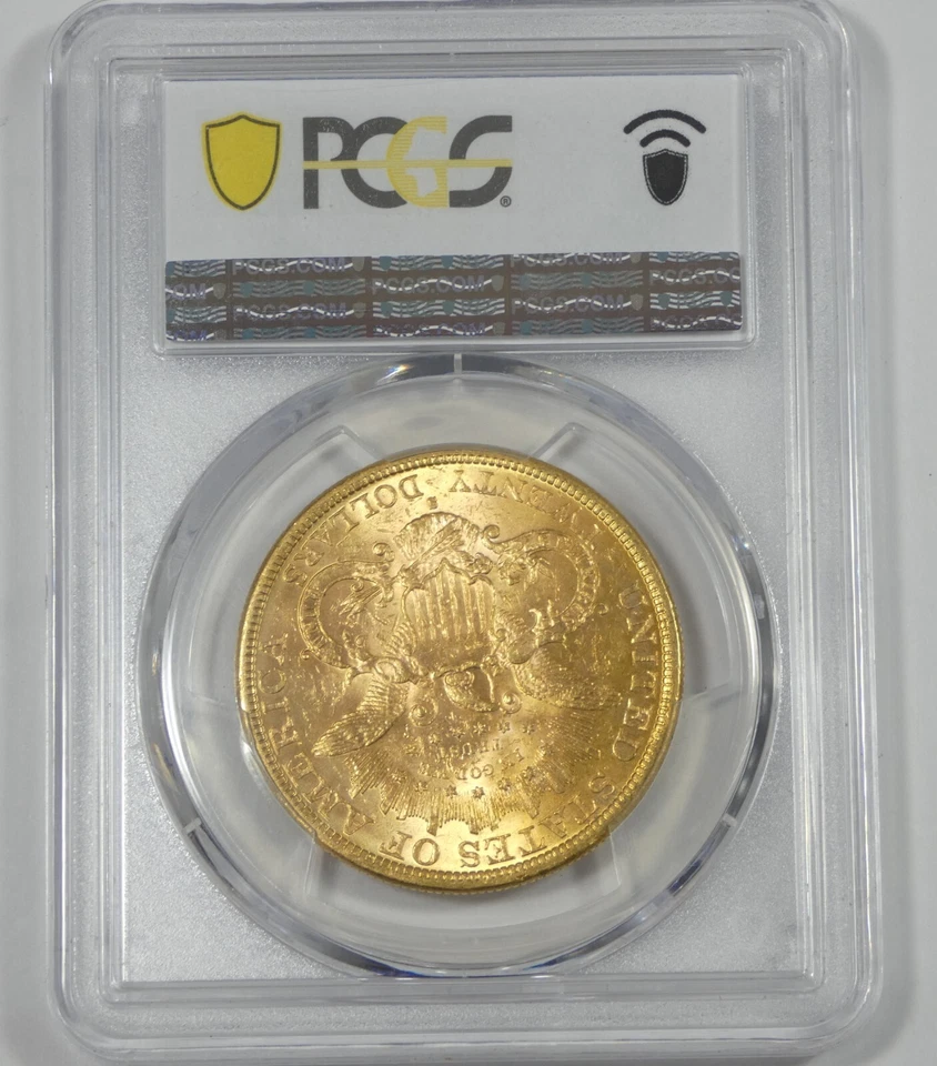 Cabeza Liberty 1877-S Oro $20 Doble Águila CERTIFICADA GRADUACIÓN PROFESIONAL MS 61 Foto 4 de 4