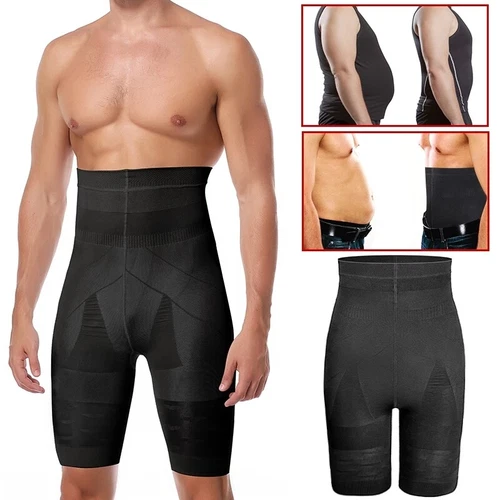 Men's Compression High Waist Boxer Shorts Girdle Pants Body Shaper Tummy Control - Picture 1 of 27