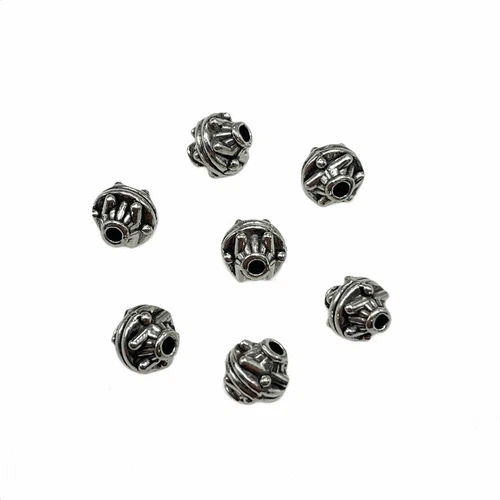 30pcs 8*8MM Alloy Charm Round geometric Bead Finding in 3Color EF5241