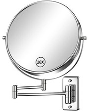 9" Large Size Wall Mount Makeup Mirror With 1x/10x Magnification Doublesided 360