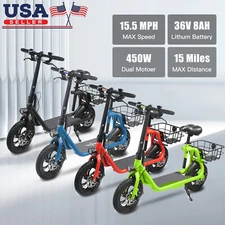  450W Sports Electric Scooter Adult with Seat Electric Moped Commuter E-Scooter