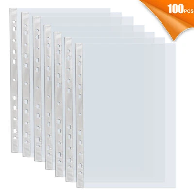 PARTSDOM 100PCS Clear Plastic Sheet Page Protectors Sleeves 8.5x11"Document 3 Ring Binder