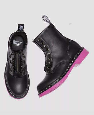 NEW Dr. Martens 1460 Jungle Pink Sole Wanama Black Zip Biker