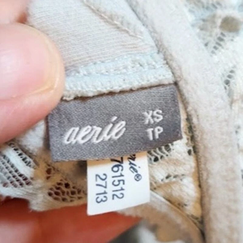 Bralette de encaje floral azul claro Aerie para mujer talla XS Foto 3 de 3