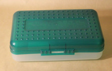 Spacemaker Pencil Box Dark Green  Frosted Vintage 90's Plastic Storage Case
