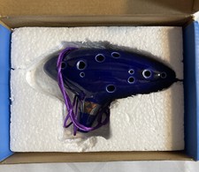 12 Hole Ocarina Musical Instrument With Song Book Blue With Designs A6541