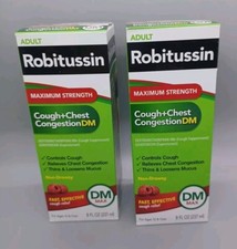 2 Pack Robitussin Max Strength Cough chest Congestion DM 8 fl oz Btl Non-Drowsy