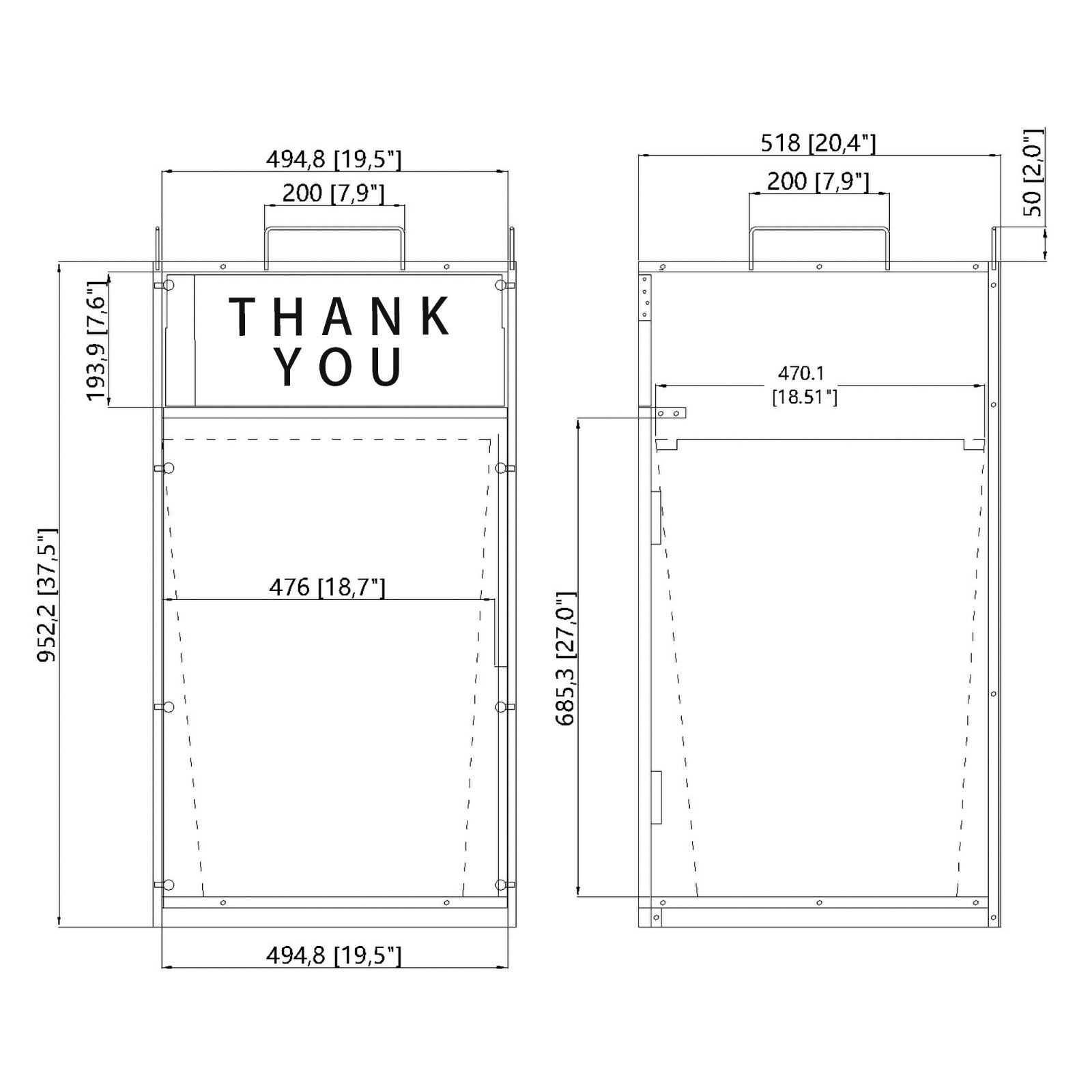 20X20X39" Maple Wood MDF Restaurant Fast Food Trash Bin Receptacle Enclosure
