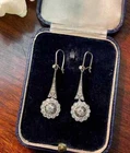 Art Deco Style Round Lab Created Diamond 14K White Gold FN Drop/Dangle Earrings