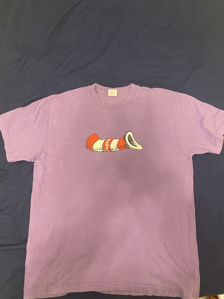 Supreme Cat in the Hat Tee Purple T-Shirt Size Medium M FW18