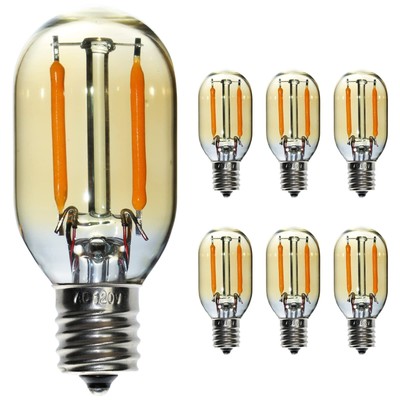 6 pcs T22 Small Filament LED Bulb, Warm Light 1W Equals 5w-7w-10W Edison Ligh...