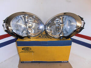 BMW Mini Headlights (Pair) L/H/D with Chrome Surround + Cut Out for Washer Jets