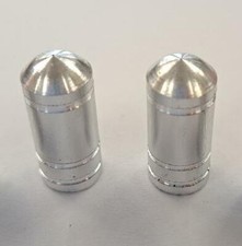 2x Metallic SILVER Metal Steel Dust Valve Wheel Tyre Caps (DC8) Motorbike M