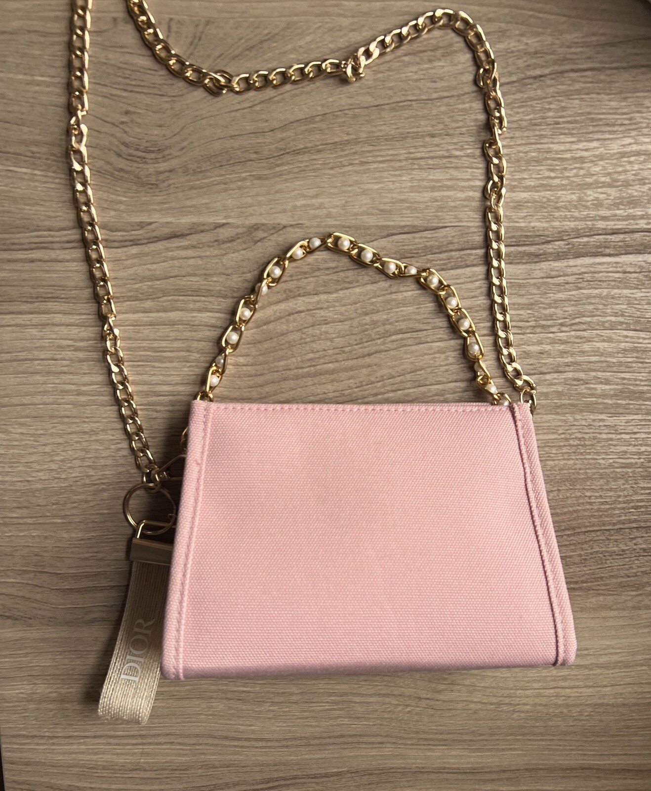 Christian Dior PINK Chain Crossbody Wristlet Bag Cosmetic Clutch Key