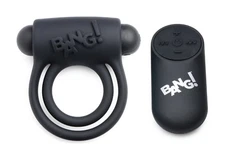 Bang Silicone Cock Ring and Bullet w Remote Control Black - Vibrating Penis Ring