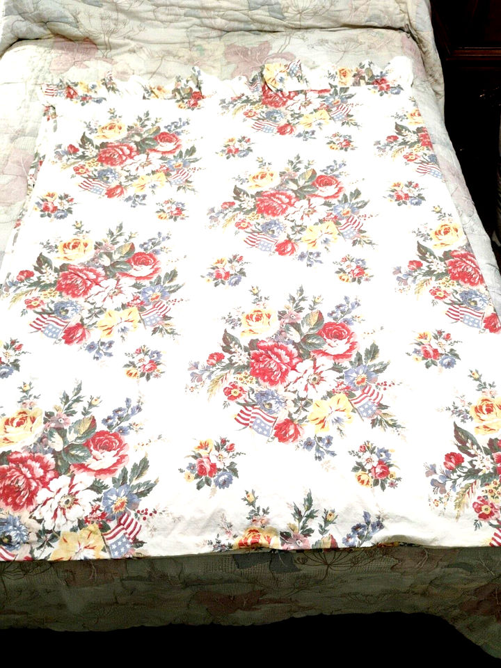 Queen Flat Bed Sheet Vintage Retired Ralph Lauren Dylans Grove