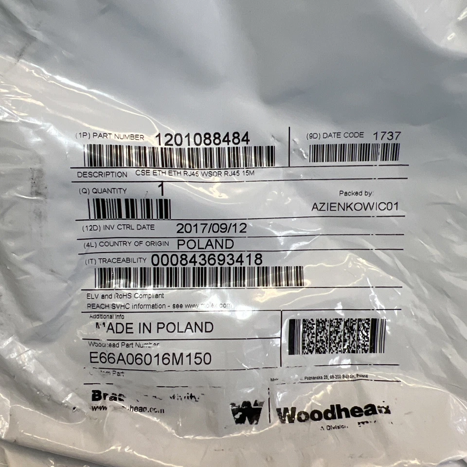 MOLEX Ethernet Cable RJ45 WSOR RJ45 15M SKU-A - Image 3 of 3