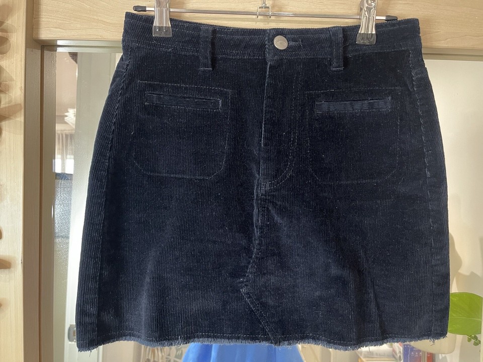 DON’T ASK AMANDA Skirt Size Small ~ Blue Cord Corduroy A-line Mini S