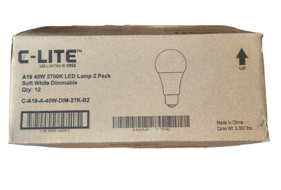 24 Pack Case Dimmable LED LIGHT BULB CREE 40W Replacement A19 Soft White 2700K - Image 3 of 4