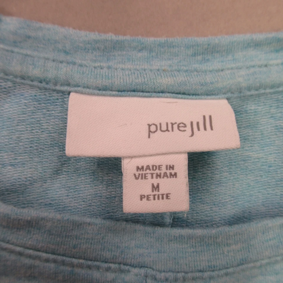 Camisa Jill Mujer Mediana Pequeña Manga 3/4 Cuello Redondo Pullover Azul Foto 4 de 4