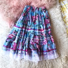 Vintage 70's Prairie Floral Calico Lace Cottagecore Homespun Skirt Women's Med L