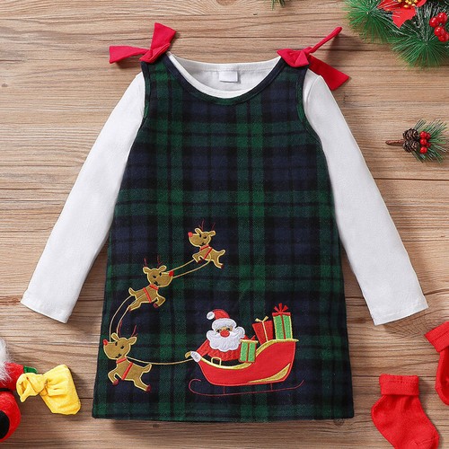 Toddler Newborn Baby Girls Christmas Romper Suspender Dress Xmas Clothes Outfit - Picture 8 of 8
