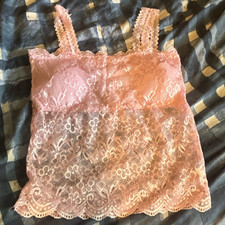 Victoria's Secret Pink Floral Lace Camisole Tank Top Strap, Size M Regular