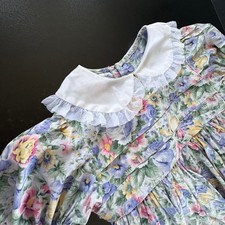 Vintage flower cotton dress easter farm prairie cottage girls medium made USA
